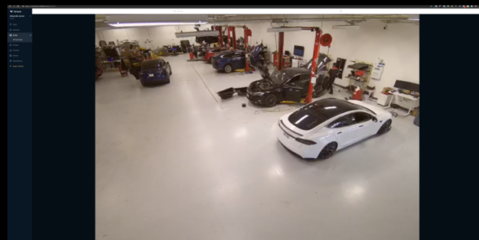 A Tesla facility seen through a Verkada camera.